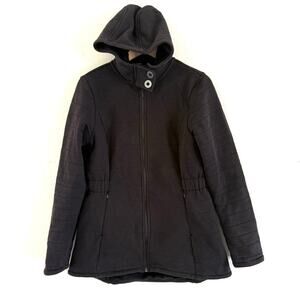 The North Face Quilted Hooded Jacket‎ Black Faux Fur Lining Fitted Size Medium